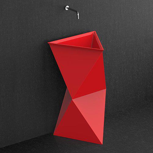 free standing bathroom sink red luxury abstract Glass Design Spazio
