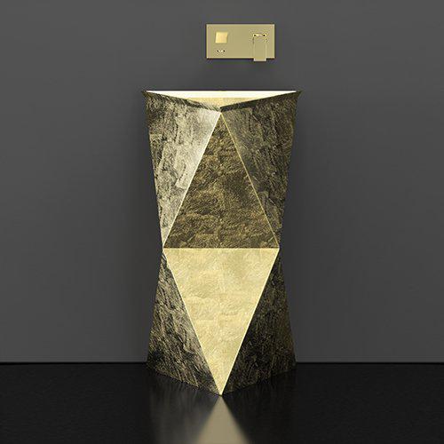 freestanding bathroom sink luxury italian gold Glass Design Spazio