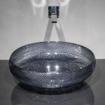 Scenic storm grey crystal round wash basin
