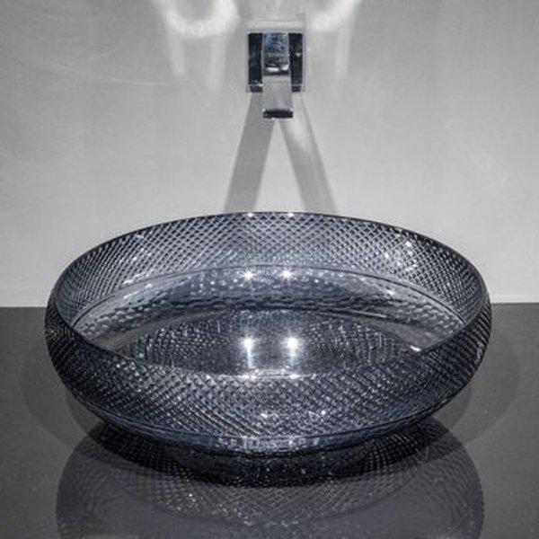SCENIC storm grey round crystal countertop washbasin