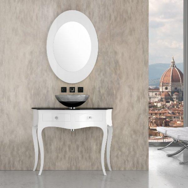 Specchio Ovale White Ιταλικός Μοντέρνος Καθρέφτης Μπάνιου 95χ65 cm