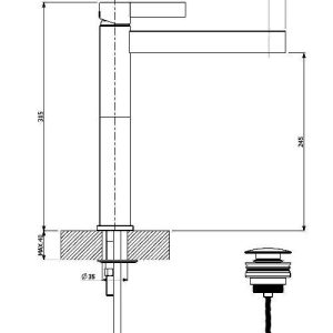 Μπαταρία νιπτήρος ICON ψηλή Σχεδιάγραμμα