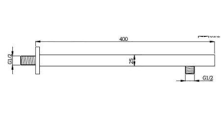 Οριζοντιος τετραγωνος βραχιονας ντουζ 40cm Sxediagramma
