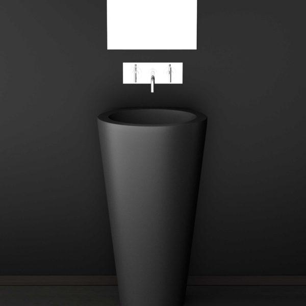free standing bathroom sink round black modern Ø49,5 Glass Design Tom Tom 2