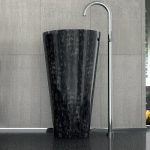 Glass Design Tom Tom Black Silver Italian Modern Free Standing Wash Basin Ø49,5