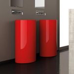 wash hand basin free standing red glossy Glass Design Ferrari Rosso