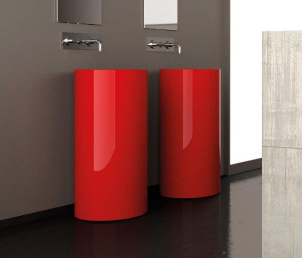 pedestal sink red round luxury freestanding Glass Design Tommy