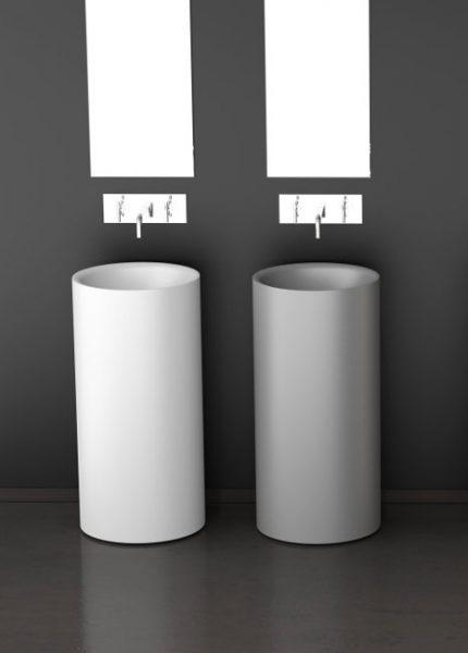 pedestal bathroom sinks round modern white and grey Glass Design Tommy