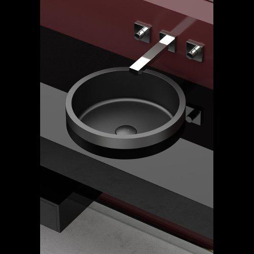 semi recessed basin round black modern italian Glass Design Tondo FL