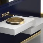 Italian Luxury Semi Recessed Round Wash Basin Ø38 Glass Design Tondo FL Gold