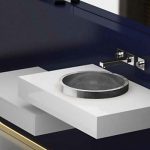 Italian Luxury Silver Semi Recessed Round Wash Basin Ø38 Glass Design Tondo FL