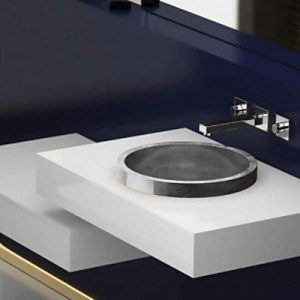 semi recessed bathroom sink roundsilver leaf luxury Glass Design Tondo FL