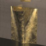 Ιταλικος νιπτηρας μπανιου δαπεδου μοντερνος χρυσος Glass Design Tempo Gold Leaf
