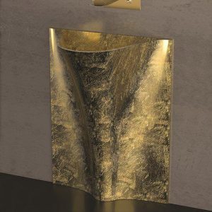 Glass Design Tempo Italian Modern Gold Free Standing Basin 64,3x33 cm