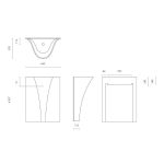 TEMPO Free standing wash basin by Italian Glass Design dimensions