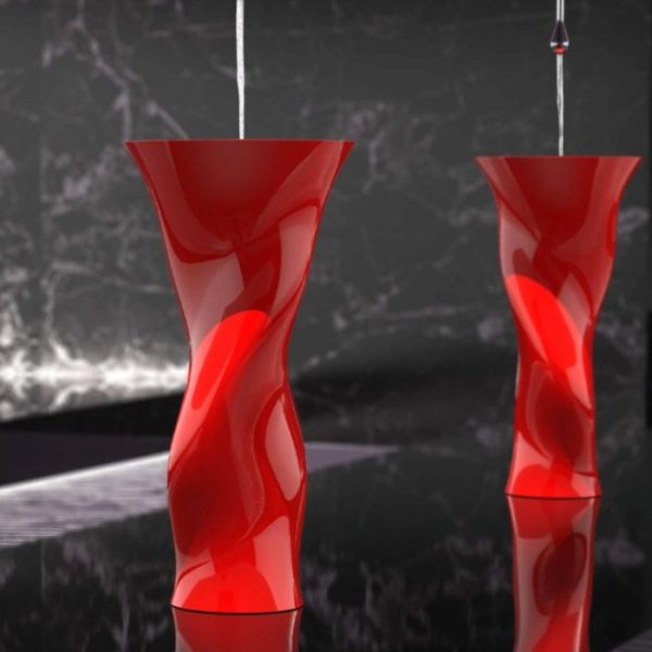 Unique pedestal sinks round hand-made Dame Ferrari Red Glass Design