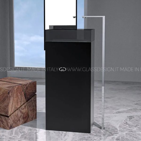 Luxury free standing pedestal wash basin Skyline Evolution Black Fume Glass Design
