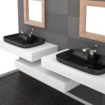 semi recessed wash basin rectangular black with tap hole Glass Design Volcano