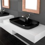 Glass Design Volcano FL Black Matt Italian Luxury Semi Recessed Wash Basin 66x44 cm