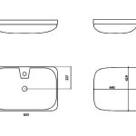 VOLCANO FL rectangular Semi Recessed wash basin by Italian Glass Design dimensions 655 x 442