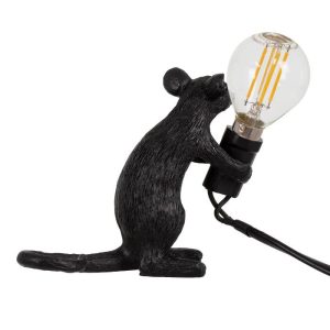 Modern Black 1-Light Childrens Table Lamp with Mouse Shape 00678