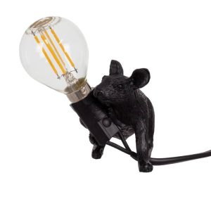 Modern Black 1-Light Chlidrens Table Lamp with Mouse Shape 00675