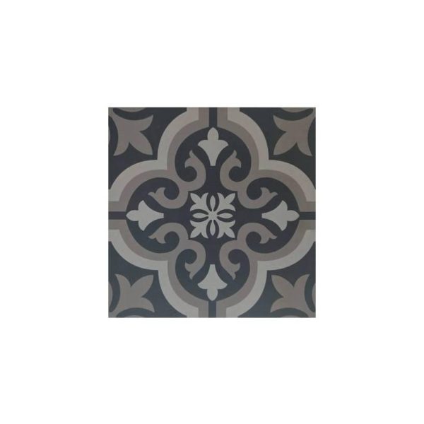 Antigue Black Patchwork Patterned, Cotto Floor Tile 8×8