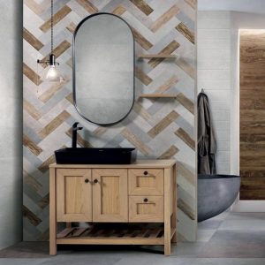 Rustic Plywood Floor Standing Bathroom Furniture Set Nefeli