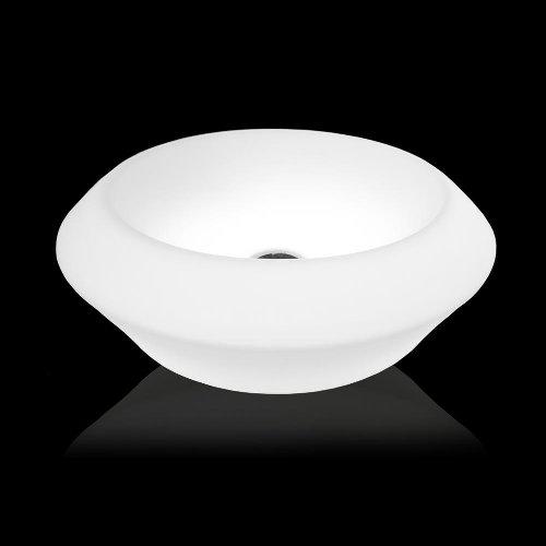counter wash basin round with led light modern Glass Design Isola Small Opal White