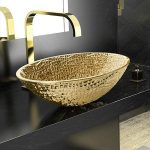 Ice Oval Lux Gold Luxury Modern Oval Crystal Countertop Basin