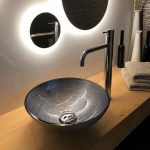 Wash basin counter top modern round crystal anthrachite Metropole 34