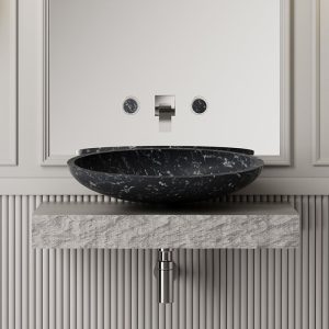 Marble counter top wash basin black oval KOOL MAX MARBLE MARQUINIA Glass Design
