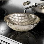 Luxury bathroom wash basin designs round 42 Mosaic Anniversary Platinum Glass Design