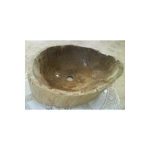 Brown 17 Οβάλ Επικαθήμενος Πέτρινος Νιπτήρας Μπάνιου με Απολιθωμένο Ξύλο (37-40)χ(45-60)χ15Υ