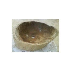 Brown 17 Νιπτήρας Μπάνιου από Φυσική Πέτρα και Απολιθωμένο Ξύλο (37-40)χ(45-60)χ15Υ