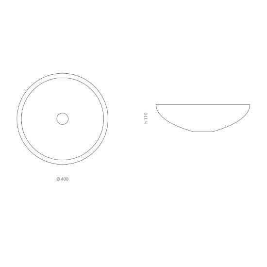 Aqua round counter top wash basin by Italian Glass Design dimensions