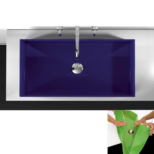 table top wash basin blue rectangular luxury Glass Design Barchetta