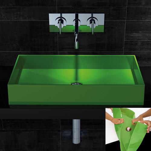 Modern Italian Countertop Wash Basin 60x30 cm Glass Design Barchetta Green