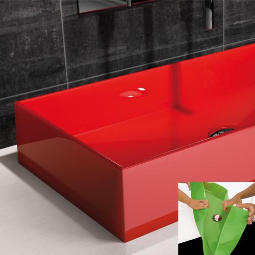 Barchetta red rectangular counter top wash basin by Italian Glass Design 2