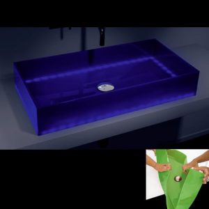 Barchetta Blue light rectangular countertop basin