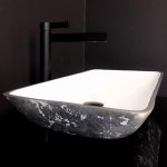 Bathroom wash basin designs luxur rectangular Nek Lux White Silver Leaf Glass Design