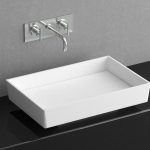 Bathroom hand wash basin countertop white Blade Vision Glass Design