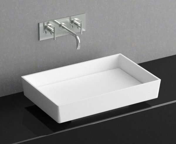bathroom sink countertop rectangular white modern 61x40 Glass Design Blade Vision