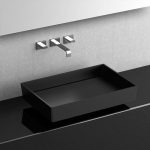 bathroom sink countertop rectangular black modern 61×40 Glass Design Blade Vision