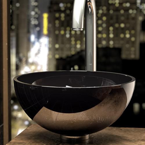 hand wash basin black round luxury italian Ø34 Glass Design Chelo