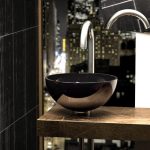 Glass Design Chelo Black Modern Round Countertop Wash Basin Ø34