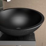 counter top wash basin corian hand made Ø43 Glass Design Circus Travertino Black