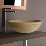 bathroom sink countertop stone effect round Glass Design Circus Travertino