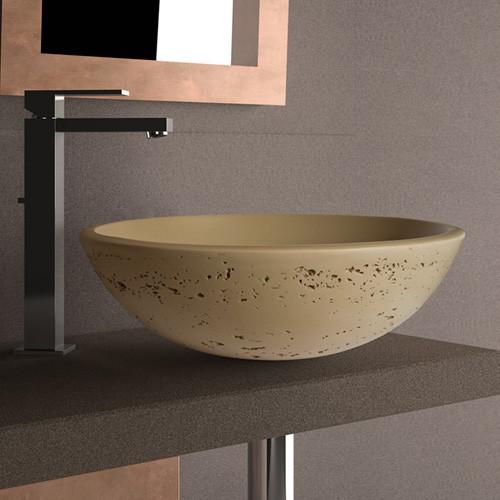 table top wash basin round corian natural Glass Design Circus Travertino