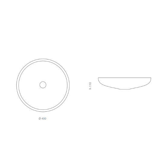 Clivia round counter top wash basin by Italian Glass Design dimensions